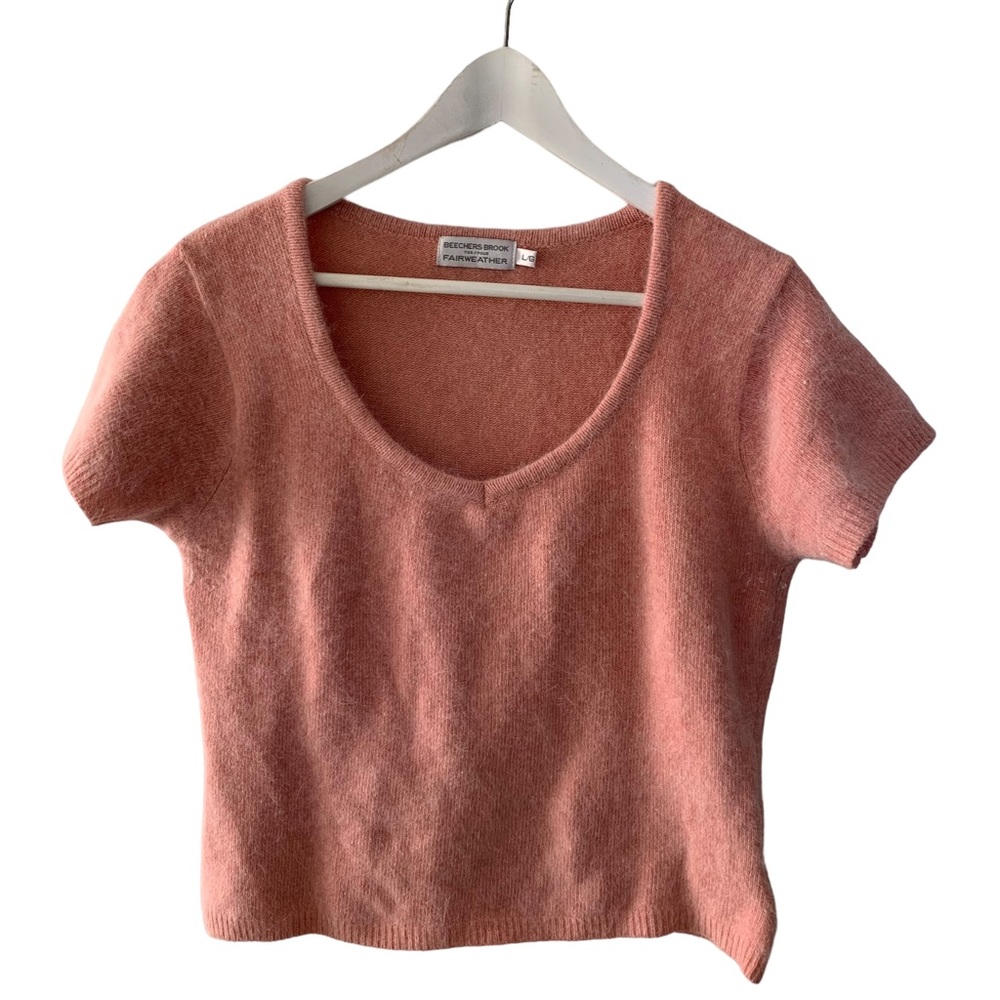 Beechers Brook for Fairweather Pink Short Sleeve Sweater Women’s Large Coquette